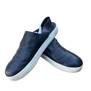 Eileen Fisher Sport Slip-On Sneakers Black‎ Perforated Leather Slingback Size 8